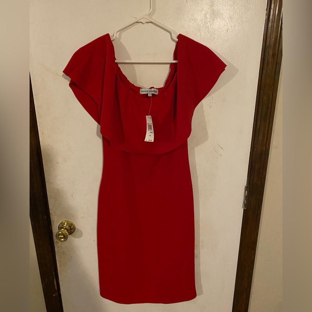 Almost famous off the shoulder red midriff dress